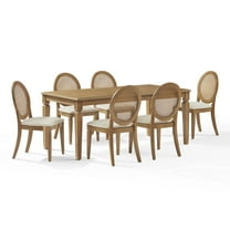 Crosley Furniture Katia 7Pc Dining Table Set For 6 Cane-Back Upholstered Chairs In Driftwood