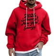 thumbnail image 2 of Happy New Year Men's Sports Leisure Long Sleeves with Pocket Hooded Hoodie for Casual Outings, Winter Comfort, and Holiday Celebrations,Red,3XL, 2 of 4