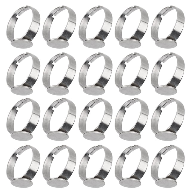 Bases para anillos, 20 piezas de anillos en blanco, base para anillos de acero inoxidable, accesorios de joyería para bricolaje, artesanía superior
