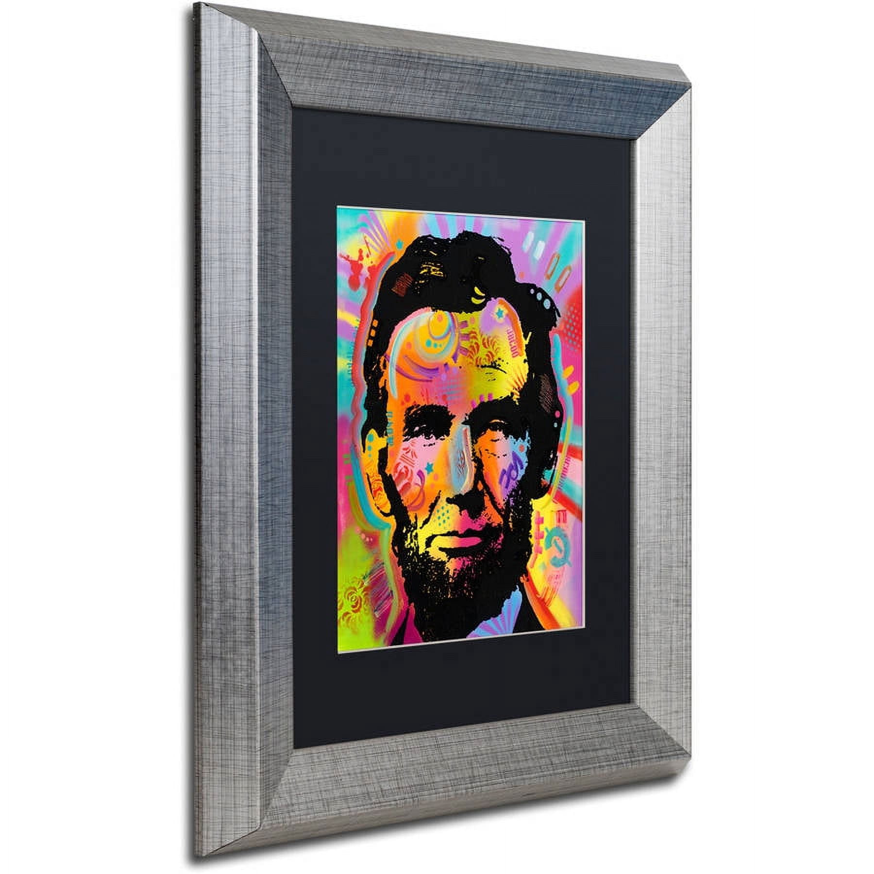 Trademark Fine Art "Abraham Lincoln IV" Canvas Art by Dean Russo, Black Matte, Silver Frame