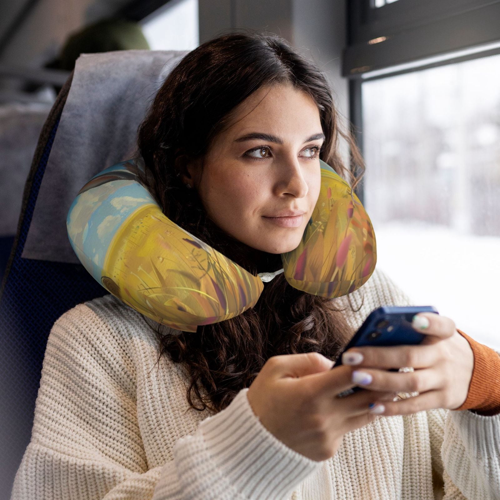 Xecao Funny Countryside Donkey Print Memory Foam Cervical Neck Pillow Versatile U-Shaped Pillows for Home,Office,Camping,Travelling,Soft Washable Cover
