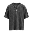 thumbnail image 6 of Men's Casual Round Neck Short Sleeve Button Up Shirt, Soft Cotton Top for Everyday Wear, 6 of 8