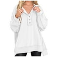 thumbnail image 1 of WEAIXIMIUNG Chandails en Molleton Courts pour Femmes Grande Taille Chandail en Molleton Ample à Col Rond Boutonné Pull Décontracté Automne/hiver, 1 of 5