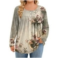 thumbnail image 3 of Cutuoiiu Plus Size Tops for Women Daily Printed Crewneck Long Sleeve Shirts Gifts, 3 of 6
