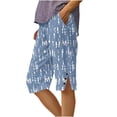 thumbnail image 2 of Cagogo Tie Dye Capri Pants for Women Elastic Waist Flowy Casual Boho Vacation Plus Size Cropped Pants Loose Shorts Summer Beach Travel Trousers, Blue S, 2 of 5