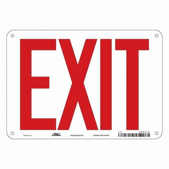 Condor Exit Sign, Aluminum, 10" W, 7" H, Exit, White 480L76