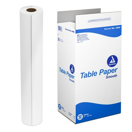 Dynarex Headrest Table Paper, Smooth and High-Quality Exam Table Paper, Used in Medical, Massage, and Chiropractic Tables to Protect Patients, 21" x 225 ft., 1 Case of 12 Table Papers, Smooth