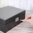 thumbnail image 6 of BIMZUC Black Double Layer Jewelry Box Organizer for Women Soft PU Leather Storage Case with Lock and Key for Necklaces Bracelets Earrings Rings Premium Keepsake Box Present 9.06 inches / 23 cm, 6 of 9