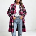 thumbnail image 5 of Ghalytn Women's Plaid Mid Long Coat Notched Lapel Single Button Long Sleeve Tartan Overcoat with Pockets, 5 of 9