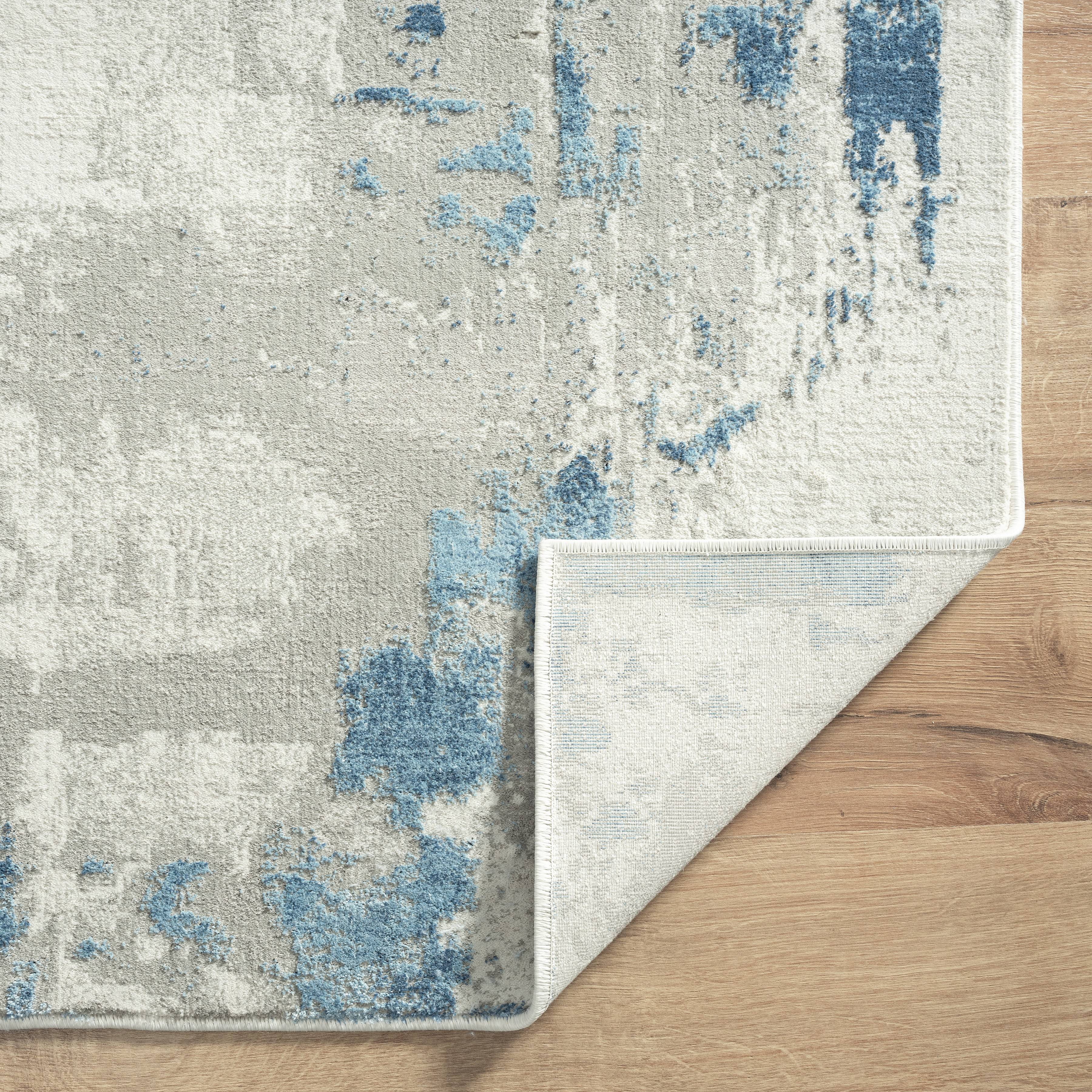 LR Home Isone Harry Gray/Blue Contemporary Abstract Polyester Blend Area Rug, 4' x 6'
