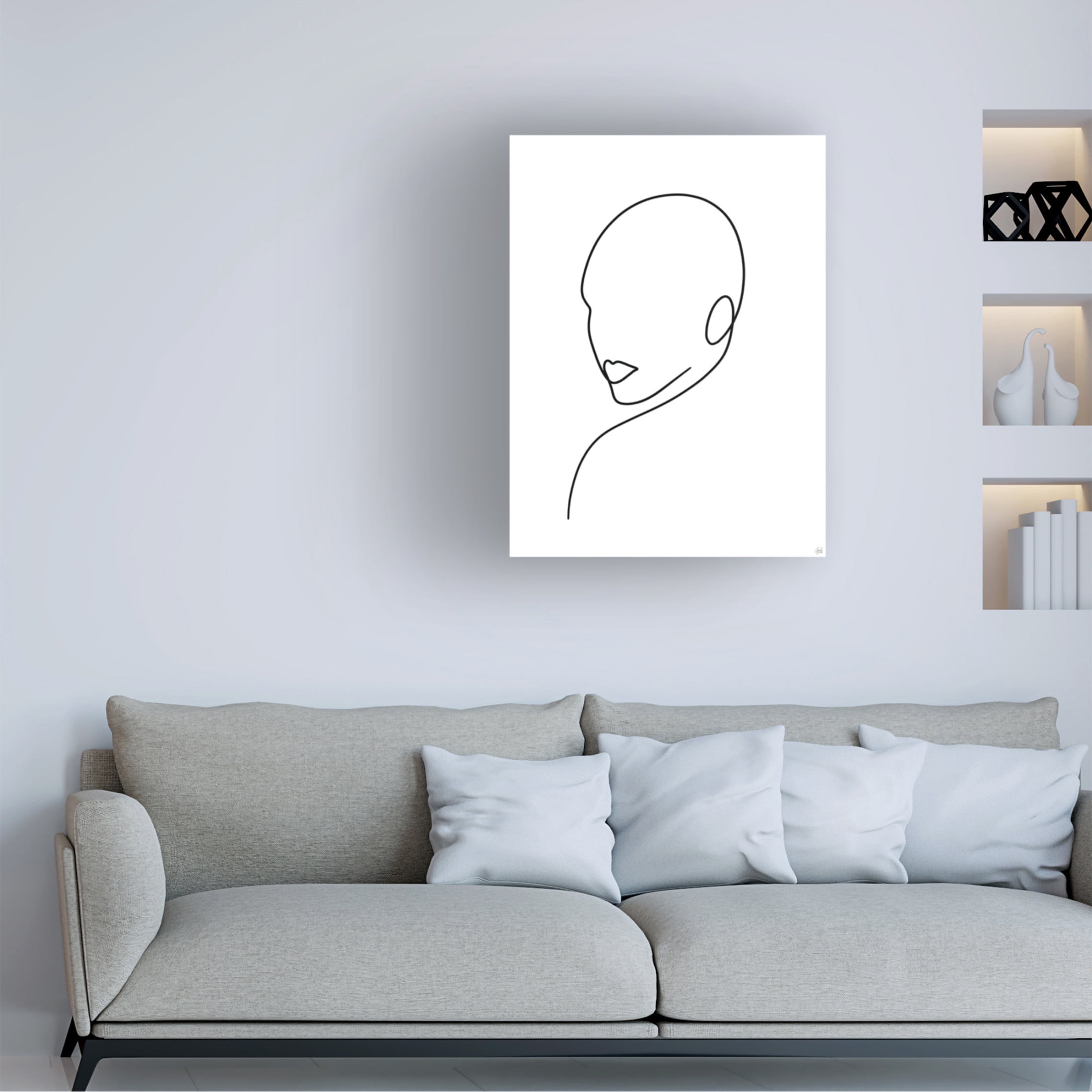 Canvas Wall Art - Line and Brush 'Line Lady 3' Wall Art for Living Room, Bedroom, or Office Décor by Trademark Fine Art - 18 x 24 Inches
