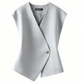 thumbnail image 3 of Plus Size Women's Solid Color Sleeveless Temperament Vest Casual Office Waistcoat Comfy Breathable Work Summer Holiday Outfits | CSEONE,Gray 3XL, 3 of 6