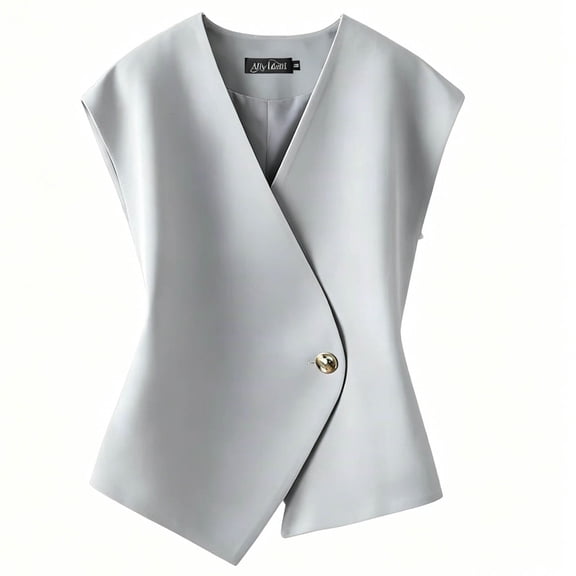 Kilaqueen Womens Summer Sleeveless Suit Vest Button Down V Neck Formal Vest Tops Office Business Casual Work Blazer Waistcoat