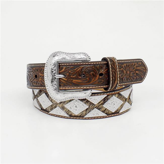 Nocona Western Mens Belt Leather Cross Concho Overlay Copper N2429908 
