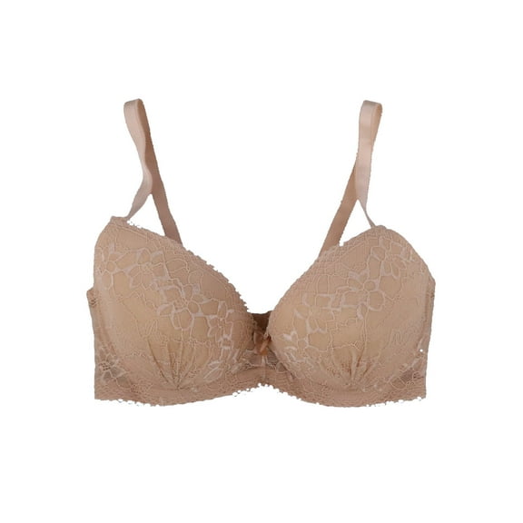 Jezebel Women's Bra Full Figure Lace Underwire Support Solid Warm Nude 36D New