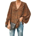 thumbnail image 1 of Chemises à Manches Ballon Casual V Neck pour Femmes Tops, 1 of 6