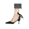 thumbnail image 3 of Gomelly Women Heel Sandals Pointed Toe Pumps Chunky Dress Sandal Pearl Stiletto Heels Ankle Strap Heel Pumps Black Stiletto 5cm 8, 3 of 5
