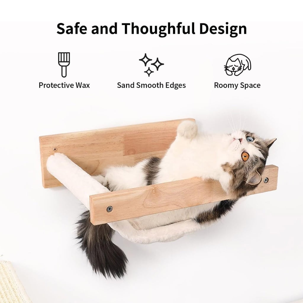 Wall Mount Cats Perches Wooden Bed Natural Materials for Pet Healths and Environmental Friendliness in Homes