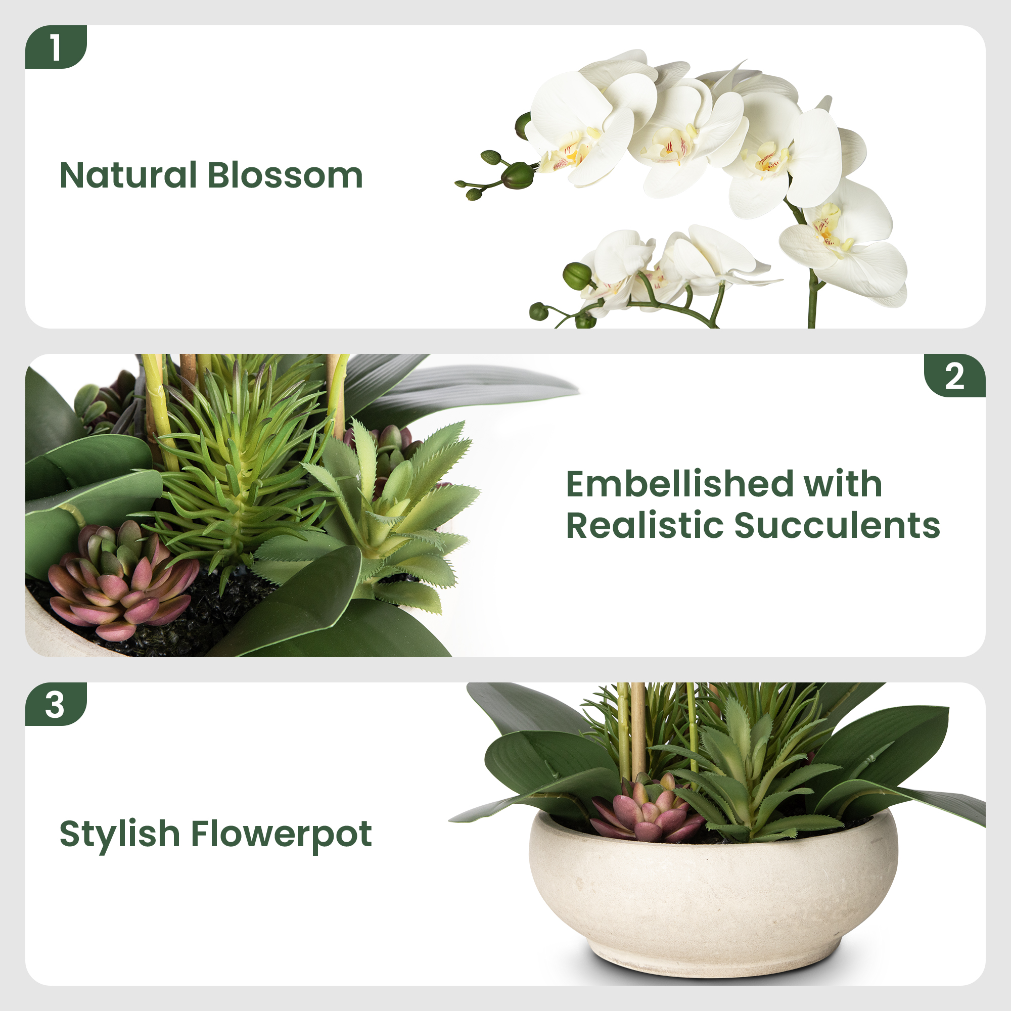 INNVELLO Artificial Orchid Flowers Potted in Ceramic Potfor Home Decor Indoor