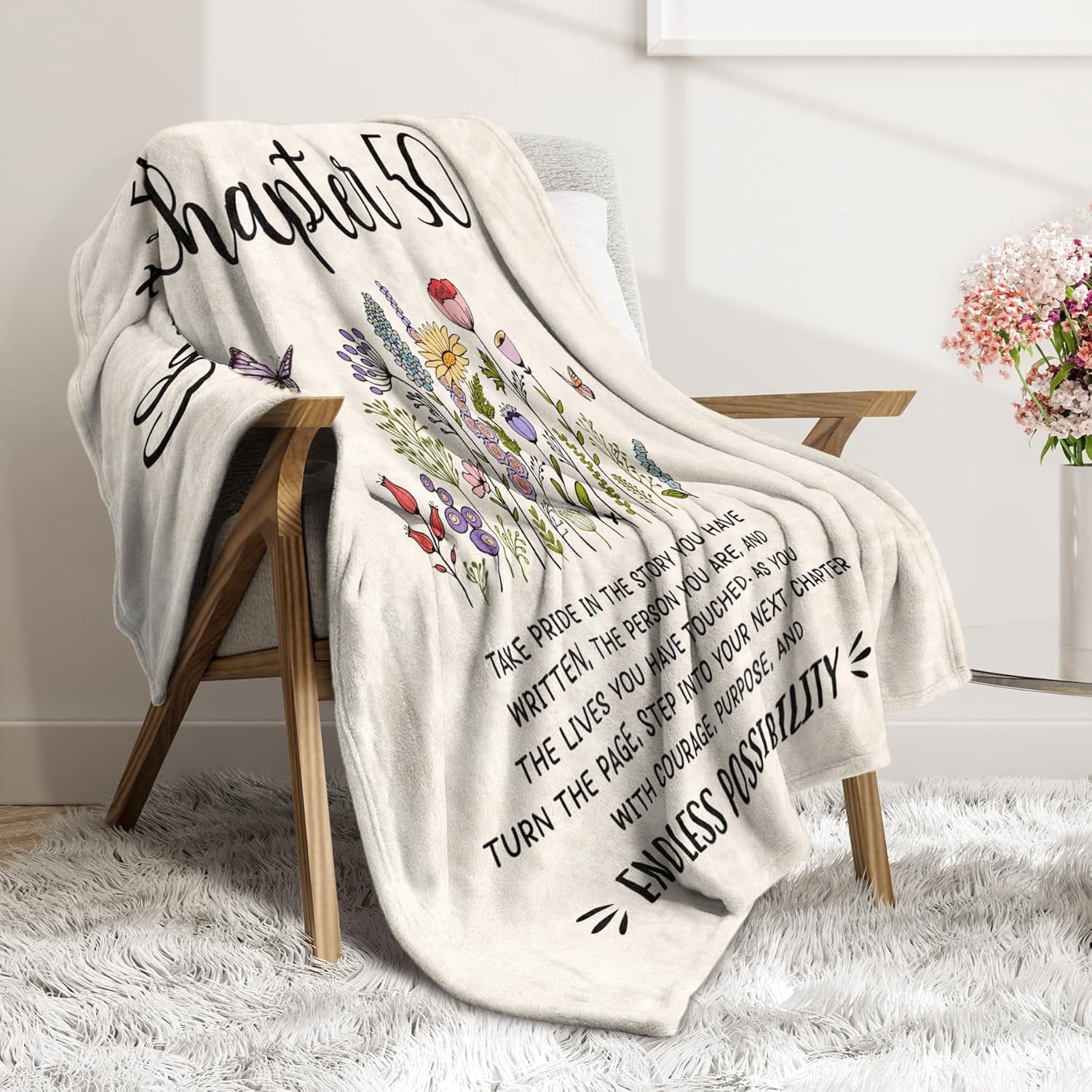 50th Birthday Gifts for Her, Him, Chapter 50 Birthday Blanket, 50 Year Old Bday Gifts for Women Friend, Sister, Mom, 1975, 50th Birthday Decorations, Turning 50 Throw Blankets
