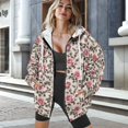 thumbnail image 3 of FOR U DESIGNS Pink Rose Zipper Hoodies for Women Oversized Trendy Hoodie Size XS Lightweight Hooded Zip Up Sweatshirt Women Activewear Tops Long Sleeve Sportswear, 3 of 7