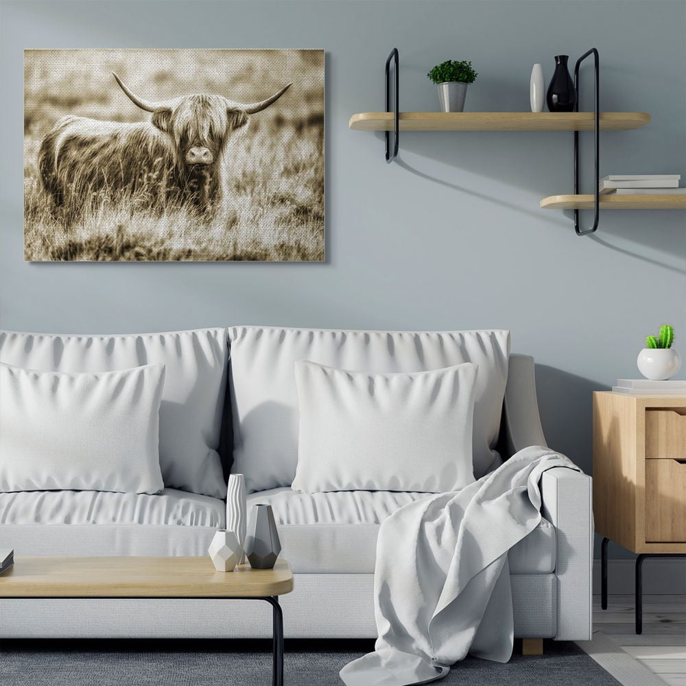Stupell Industries Vintage Cow In Pasture Animal Photo Super Canvas Wall Art by Villager Jim