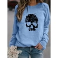 thumbnail image 3 of Sudadera Con Estampado De Calavera De Halloween, Sudadera Informal De Manga Larga Con Cuello Redondo, Ropa De Mujer, 3 of 4