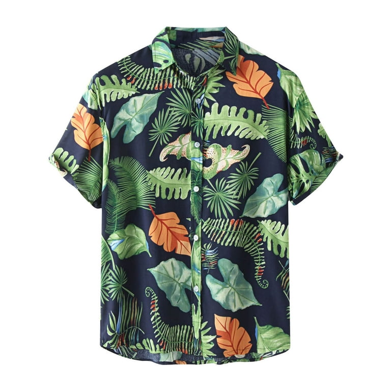 ZCFZJW Summer Hawaiian Shirts for Men Casual Button Down Tropical