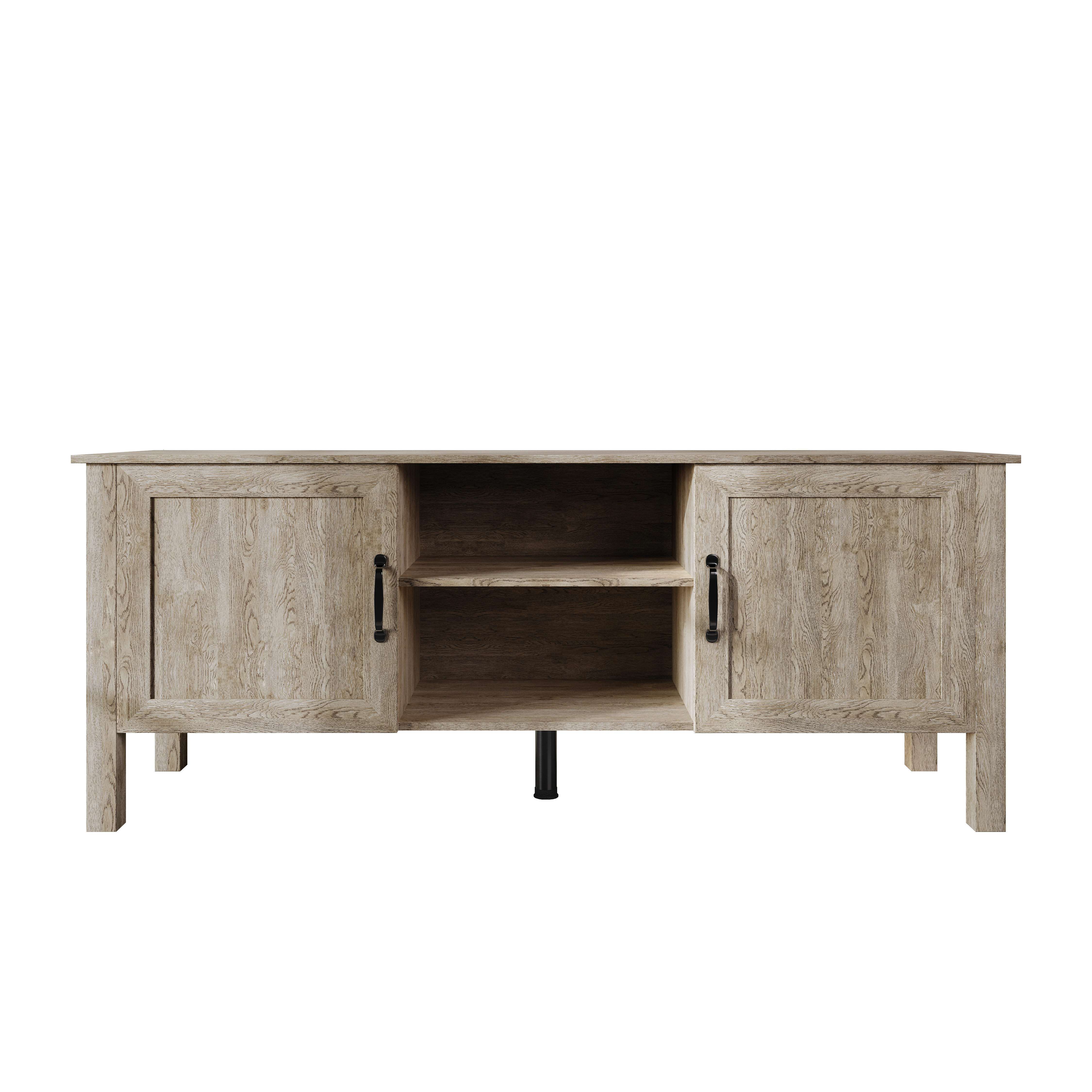 Home Design Topeka 55" TV Stand with Open Shelves and Storage Compartments, Modern Rustic Design for Living Room, Antique Gray