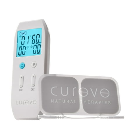 TENS Unit + EMS Device Combination Pain Relief System and Muscle Stimulator from Cureve - Rechargeable, Portable and Powerful