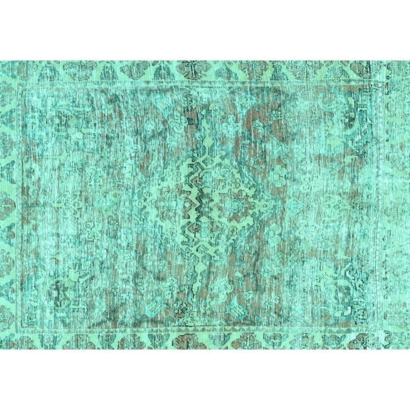 Ahgly Company Machine Washable Indoor Rectangle Persian Turquoise Blue Traditional Area Rugs, 5' x 7'