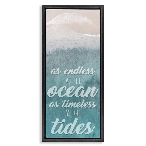 Stupell Industries Tropical Endless Ocean Timeless Tides Black Floating Frame Canvas Art, 11 x 25, by Marcus Prime