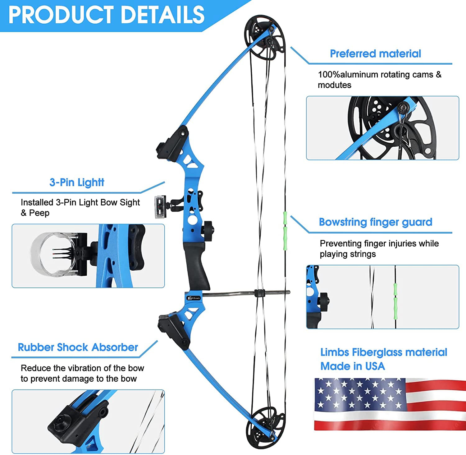 Buy XGeek Compound Bow and Arrow kit, 320 Fps Speed Hunting & Target Bow,  with All Accessories, USA-Made Limbs, Draw Weight Adjustable 20-70 Lbs, Draw  Length 17-29 for Hunting & Target Online