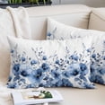 thumbnail image 2 of Blue Blooms Floral Throw Pillow Covers, Farmhouse Spring Flowers Botanical Soft Breathable Pillow Cases with Invisible Zipper, Queen Size Pillowcases for Couch Bed Sofa Chair 20x30 Inches, 2 of 9
