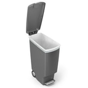 سلة مهملات المطبخ simplehuman، سلة مهملات بلاستيكية سعة 10.6 جالون مع غطاء قفل منزلق آمن، رمادي