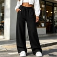 thumbnail image 4 of Edvintorg Joggers for Women Elastic Waisted Loose Sweatpant Casual Drawstring Wide Leg Workout Pant with Pocket Womens Clothing S-2XL Black, 4 of 8