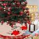 thumbnail image 5 of Billuyoard Faldas de árbol de Navidad, tela de lino inferior, alfombra redonda de flores grandes, cubierta de Base decorativa para el hogar, suministros Kits de decoración para fiestas Billuyoard HA068124-00, 5 of 6