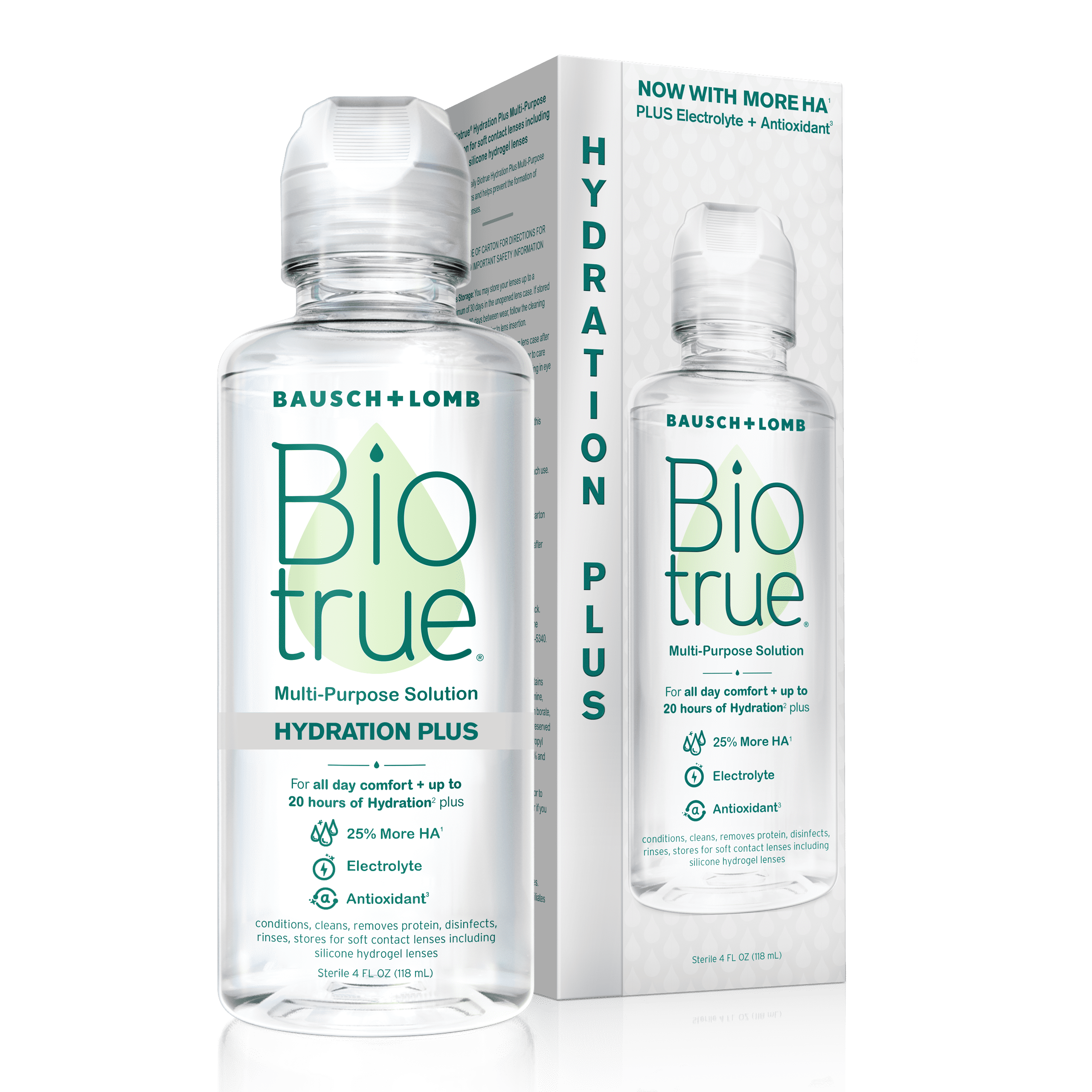 Biotrue Hydration Plus Contact Lens Solution, Multi-Purpose Solution for Soft Contact Lenses, 4 FL OZ