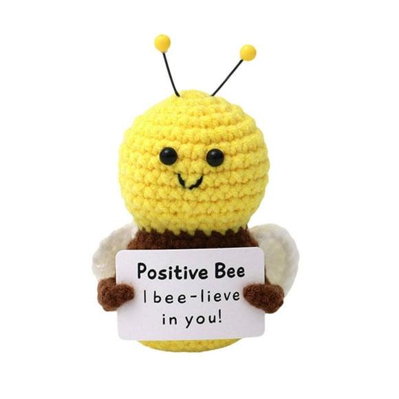 LLSUZY Handmade Crochet Bee Stuffed Toy, Cute Positive Energy Hand-crocheted Animals Ornaments, Positive Bee - I bee-Lieve in You, Mini Funny Positive Bee Gifts