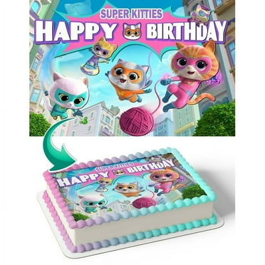 SuperKitties BB Birthday Edible Image Cake Topper For Quarter Sheet Cake By TNCT