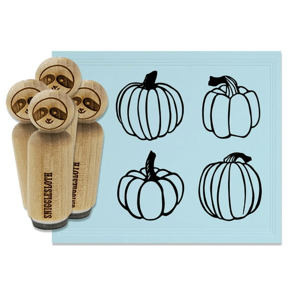 Fall Harvest Pumpkins Halloween Thanksgiving Rubber Stamp Set for Scrapbooking Crafting Stamping - Mini 1/2 Inch