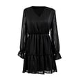 thumbnail image 1 of Vestido George para Dama, Escote V, con Paneles, Manga Larga Negro Talla G, 1 of 4