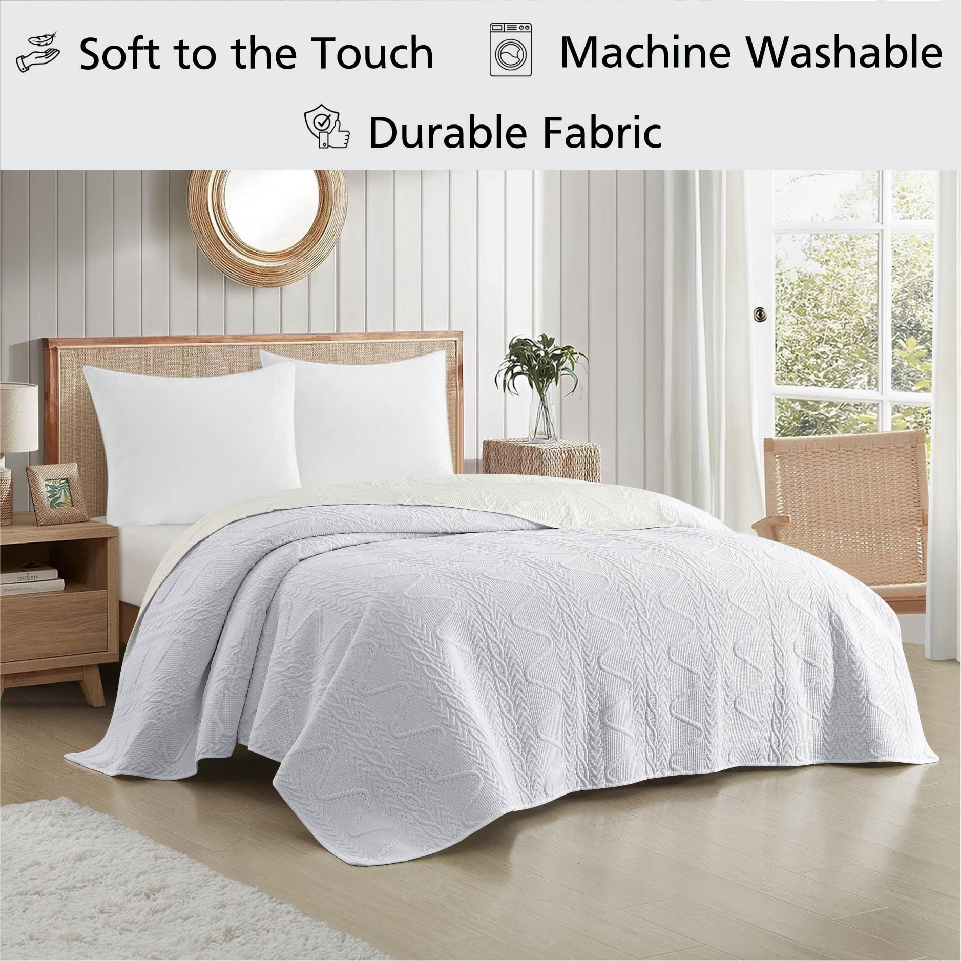 Mainstays Stitched Corded Quilt, White, Full/Queen Bedding
