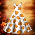 thumbnail image 2 of Women's Fashionable Thanksgiving Printed Strap Zipper Casual Retro Long Dress (5), 2 of 2