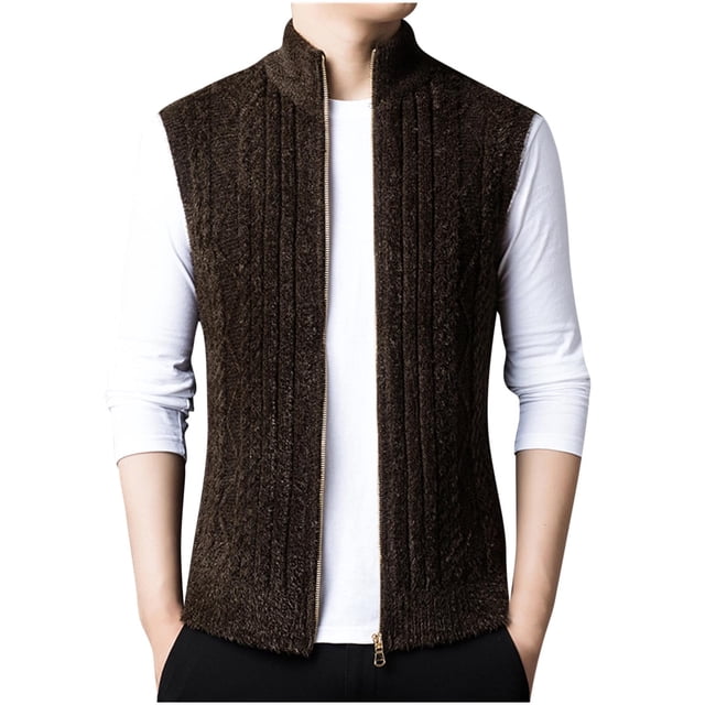 Funicet Pulls pour Hommes, Vestes pour Hommes, Mode Décontractée Col Montant Slim Chaud Tricot Sans Manches à Capuche Veste Décontractée, Chandail pour Hommes, Veste pour Hommes