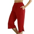 thumbnail image 1 of JFHHQ Pantalon Décontracté Confortable à Taille Mi-Haute pour Femmes, Sportif, à Enfiler, TTG Rouge, 1 of 7