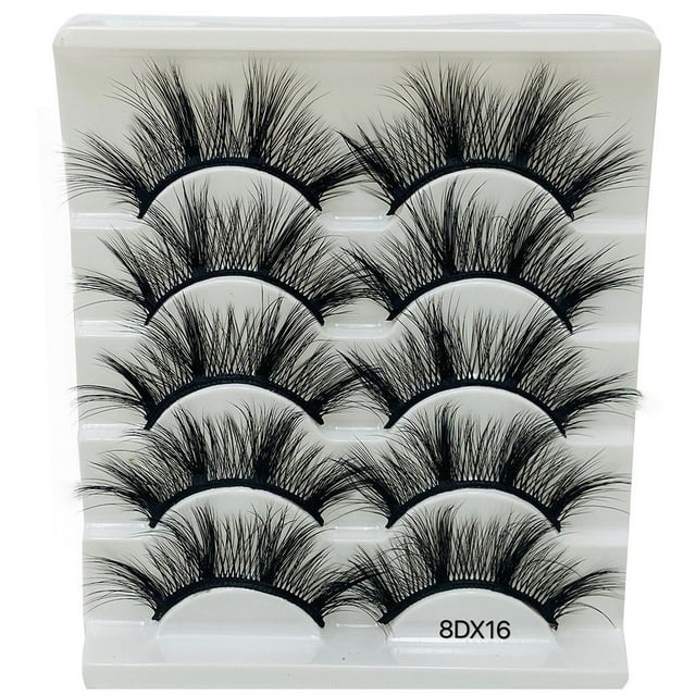 Pestañas naturales, pestañas postizas, pestañas cortas, pestañas postizas de visón tenues, 5 pares de pestañas postizas naturales, maquillaje natural, cejas postizas negras gruesas.