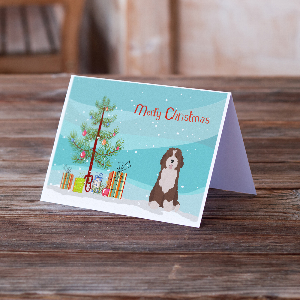Bernedoodle #2 Christmas Tree Greeting Cards and Envelopes Pack of 8