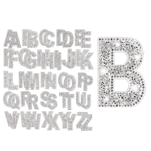 52 Pieces Glitter Rhinestone Alphabet Letter Stickers 2.4 Inch Resin Rhinestone Iron on Letter Glitter Self-Adhesive A-Z