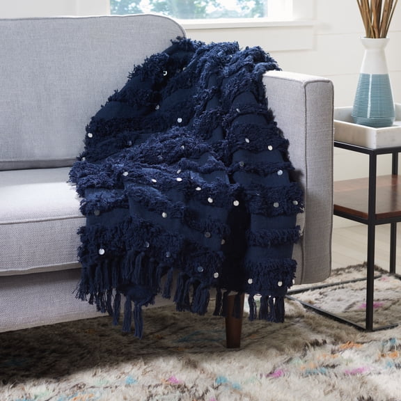 SAFAVIEH Norlen Throw Blanket Navy